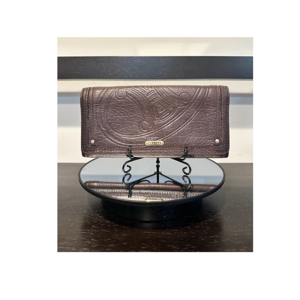 Celine Companion Triumph Vintage Brown Embossed Leather Wallet